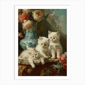 Rococo Inspired Painting Of Kittens 3 Art Print