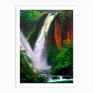 Nohsngithiang Falls, India Nat Viga Style (2) Art Print