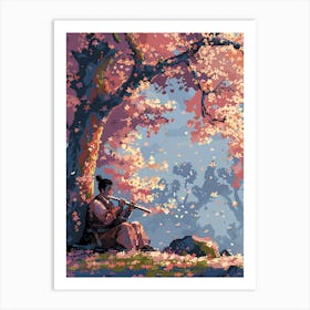 samurai sakura tree Art Print