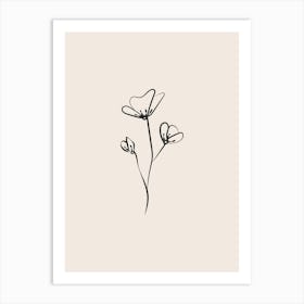 Line Art Flower 1 - Cream Art Print