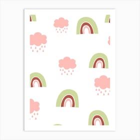 Clouds, Rainbow, Boho, Children's, Nursery, Bedroom, Kids, Art, Wall Print 1 Art Print