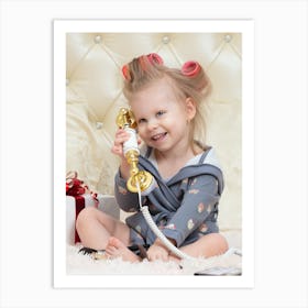 Little Girl On A Telephone Art Print