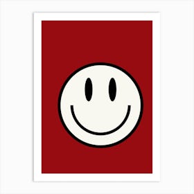 Smiley Face Burgundy Art Print