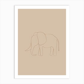 Elephant Drawing - Boho, Line Art 8 Art Print