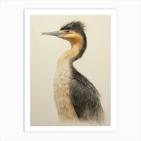 Vintage Bird Drawing Cormorant 1 Art Print