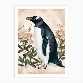 Adlie Penguin Fernandina Island Vintage Botanical Painting 1 Art Print