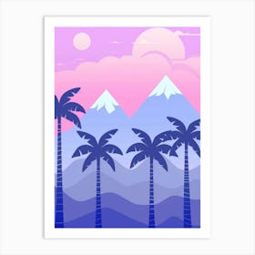 Sunset With Palm Trees 5 Art Print