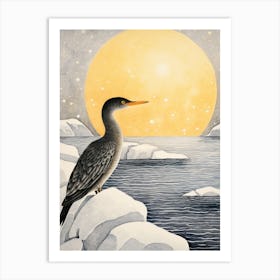 Winter Bird Painting Cormorant 4 Art Print