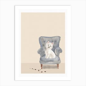 Cute Muddy Westie On Chair Art Print