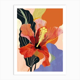 Colourful Flower Illustration Hibiscus 2 Art Print