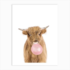 Bubble Gum Cow Art Print