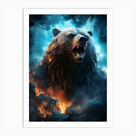 Bear On Fire Art Print