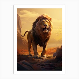 Lion Art Painting Digital Style 3 Art Print