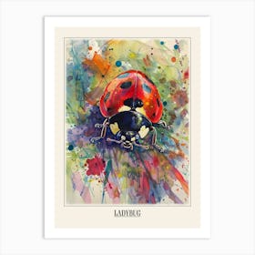 Ladybug Colourful Watercolour 2 Poster Art Print