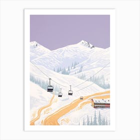 Verbier   Switzerland, Ski Resort Pastel Colours Illustration 2 Art Print