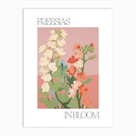 Freesias In Bloom Flowers Bold Illustration 3 Art Print