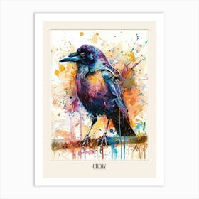 Crow Colourful Watercolour 4 Poster Art Print