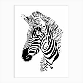 Zebra Head animal lines art Art Print