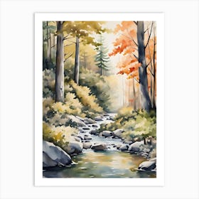 Watercolor Of A Stream Art Print