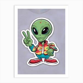 Alien Peace Sign 1 Art Print