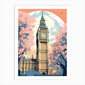 Big Ben, London   Cute Botanical Illustration Travel 9 Art Print