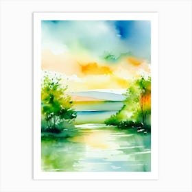 Watercolor Landscape With Trees Art Print