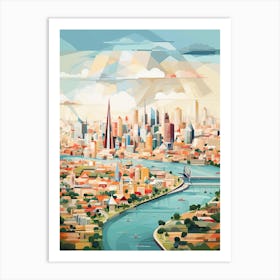 Melbourne, Australia, Geometric Illustration 1 Art Print