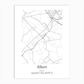 Alken,Belgium Minimalist Map Art Print