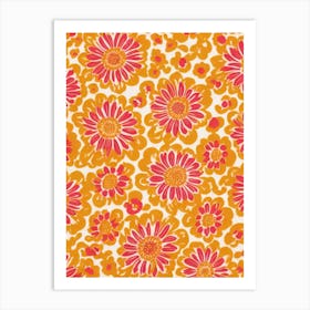 Calendula Floral Print Retro Pattern 1 Flower Art Print