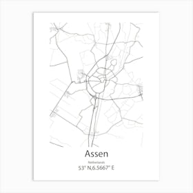 Assen,Netherlands Minimalist Map Art Print