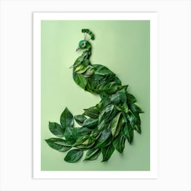 Peacock Made Of Leaves 1 Art Print