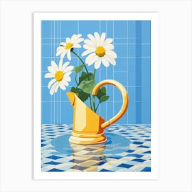 Watering Can With Daisies Art Print