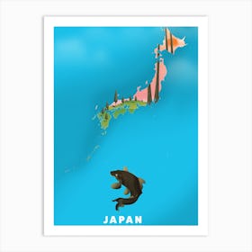 Japanese travel Map Art Print