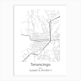 Tenancingo,Mexico Minimalist Map Poster