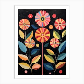 Zinnia 3 Hilma Af Klint Inspired Flower Illustration Art Print