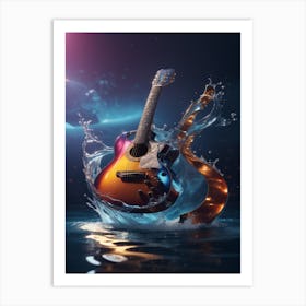 Acoustic Guitar In Water Art Print