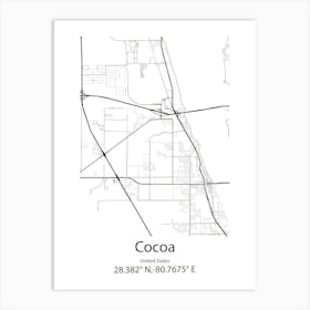 Cocoa Beach,United States Minimalist Map 1 Art Print