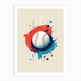 Baseball Ball With Paint Splashes Art Print