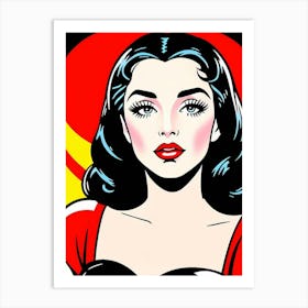 Gaze of a Goddess: Feminine Strength in Halftone Pop Art Art Print