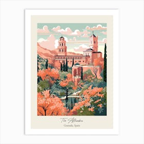 The Alhambra   Granada, Spain   Cute Botanical Illustration Travel 1 Poster Art Print