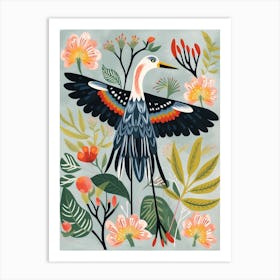 Folk Style Bird Painting Great Blue Heron 2 Art Print