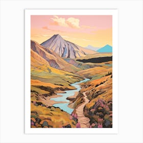 Tongariro Alpine Crossing New Zealand 1 Hike Illustration Art Print