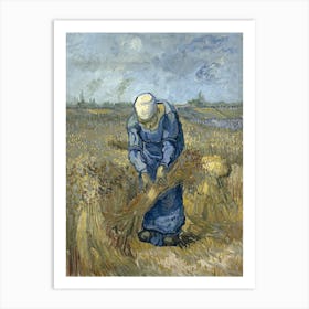 Peasant Woman Binding Sheaves, Vincent Van Gogh Art Print