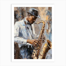 Stylish Jazz Band Playing Music On The Brown Scene Art Print