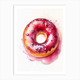 Cherry Filled Donut Cute Neon 2 Art Print