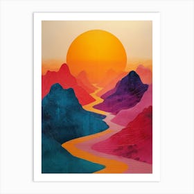 Sunset In The Mountains 40 Art Print