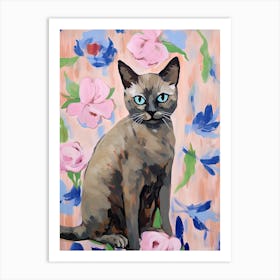 A Tonkinese Cat Painting, Impressionist Painting 3 Art Print