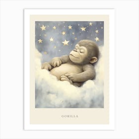 Sleeping Baby Gorilla 3 Nursery Poster Art Print