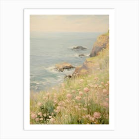 Pink Flowers By The Sea Art Print