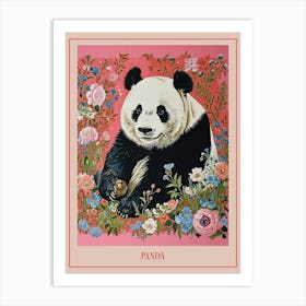 Floral Animal Painting Panda 2 Poster Art Print